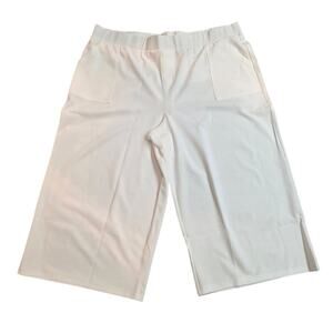 Nina Leonard Ivory Crepe Wide Leg Cropped Tummy Smoothing Pants - 3X